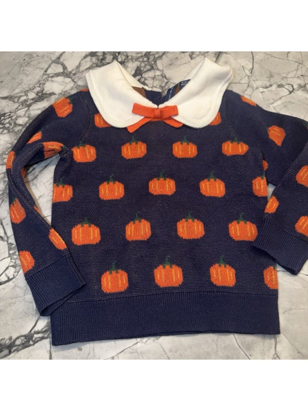 Janie & Jack 18-24 Months Girls Pumpkin Fair Isle Collared Sweater Fall Autumn